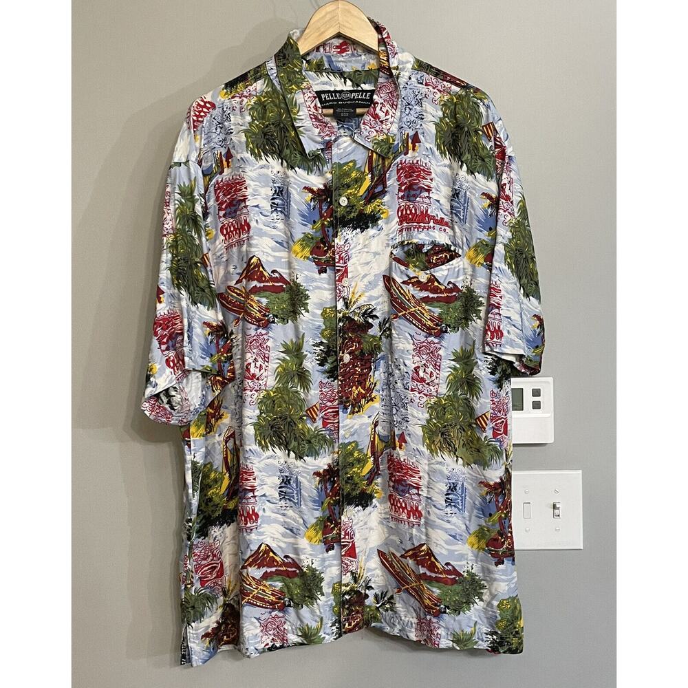 Pelle‎ Pelle Jeans By Marc Buchanan Shirt Tropical Button Up Camp Mens XXL EUC